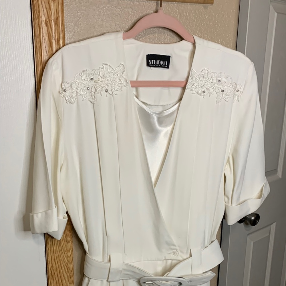 Studio I Off White VINTAGE Dress with Belt EUC - Picture 9 of 10